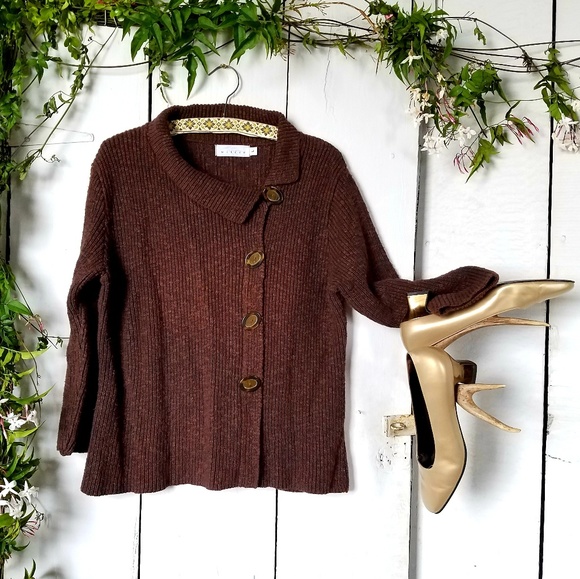 Sweaters - Vintage Willow Asymm Button Knit Sweater, Sz L